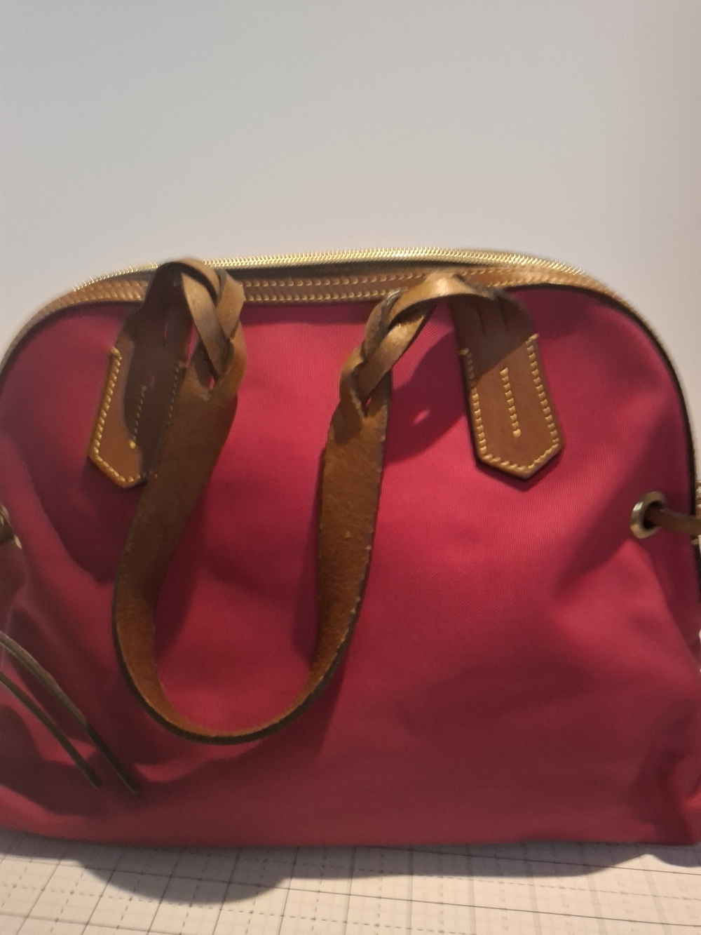 Dooney & Bourke Pink Nylon Satchel with Tan Leather Trim - Picture 5 of 14